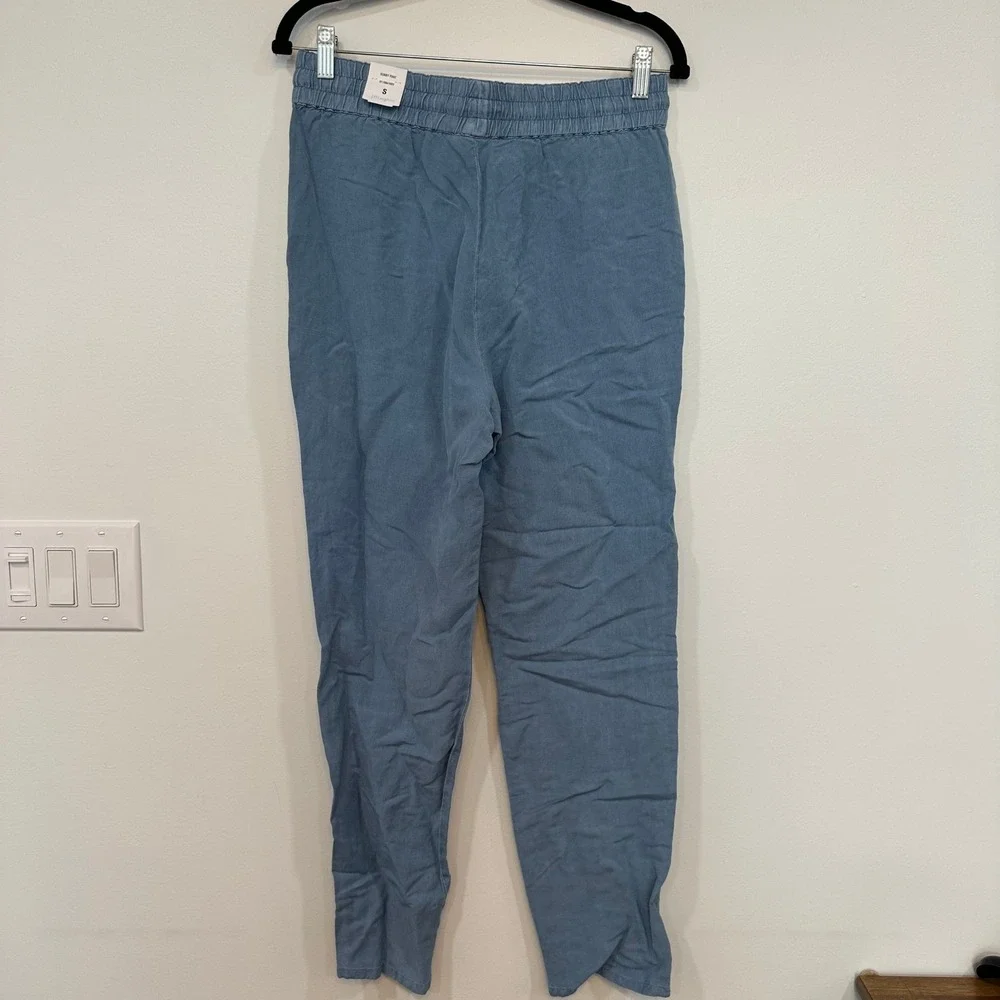 J Mclaughlin Sunny Pant Small NWT $158 Linen Drawstring Pull On Chambray Blue